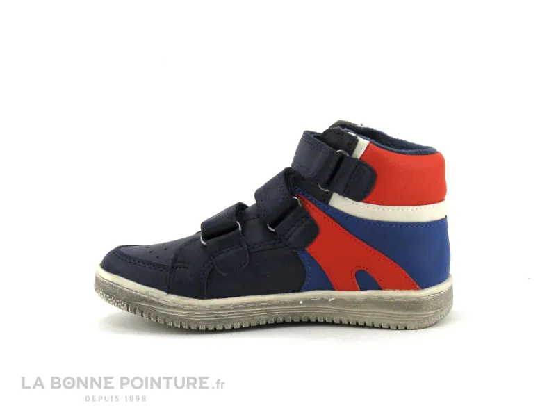 Achat chaussures Kickers Enfant Basket, vente Kickers LOHAN 739367-30 - Basket montante GARCON bleu rouge - 3 scratches