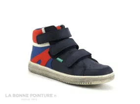 Achat chaussures Kickers Enfant Basket, vente Kickers LOHAN 739367-30 - Basket montante GARCON bleu rouge - 3 scratches