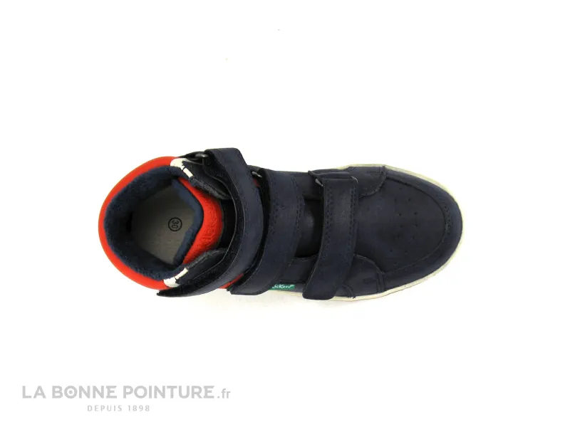 Achat chaussures Kickers Enfant Basket, vente Kickers LOHAN 739367-30 - Basket montante GARCON bleu rouge - 3 scratches