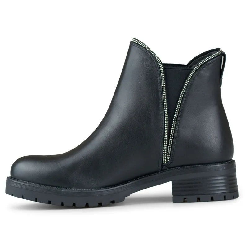 Bottines Chelsea femme avec tige élastique décorative le noir