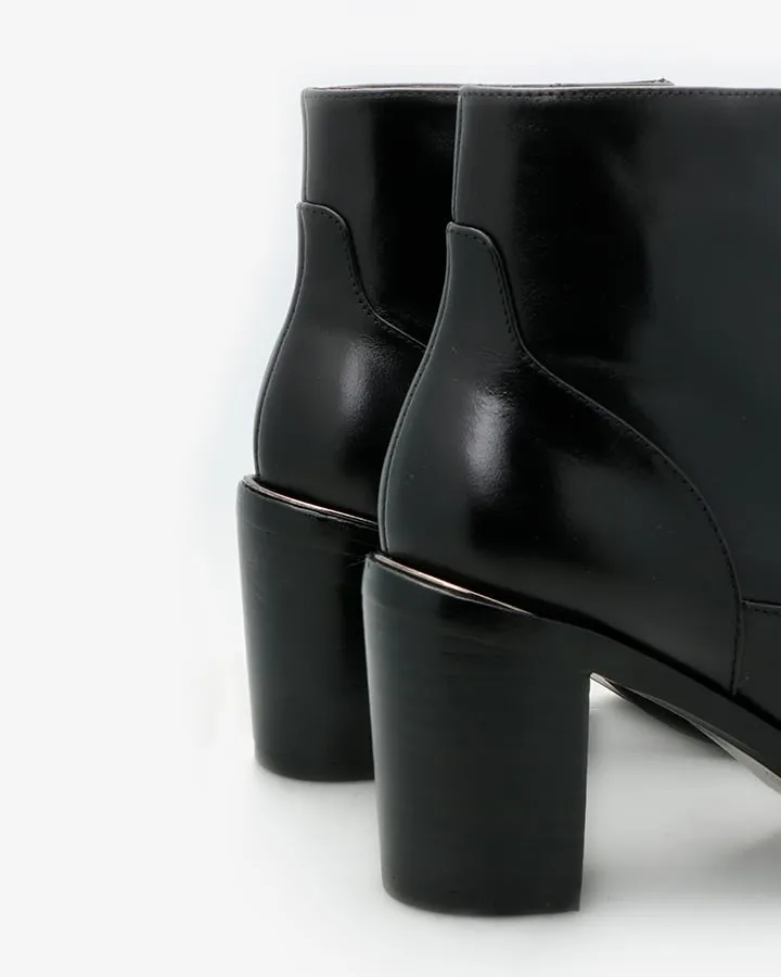 Bottines Elégantes Cuir Noir à Talon Femme | Izel | Adige Chaussures