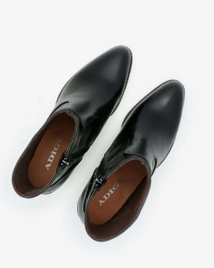 Bottines Elégantes Cuir Noir à Talon Femme | Izel | Adige Chaussures