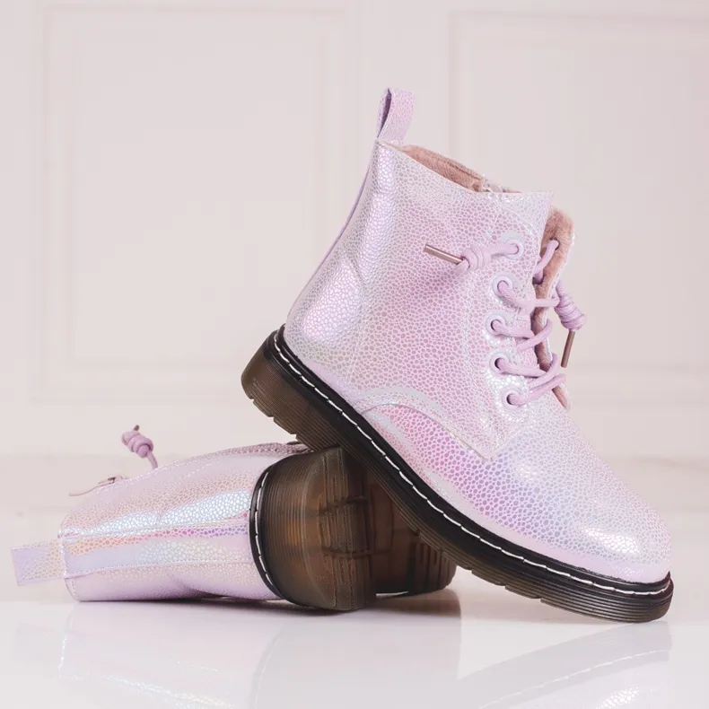 Bottines filles avec brillant Shelovet rose