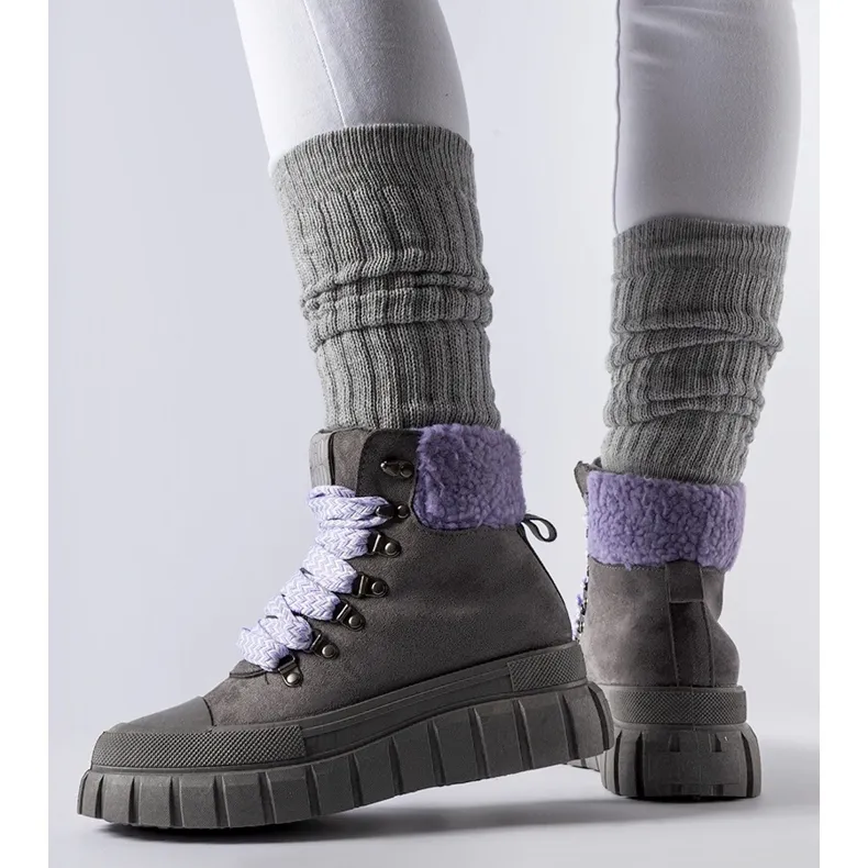 Bottines grises avec détails Roanoke violets