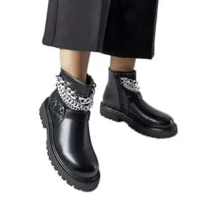 Bottines noires avec chaînes décoratives de Mezzavia le noir