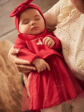 Ensemble Noël bébé : robe, bandeau et collants rouge - Vertbaudet