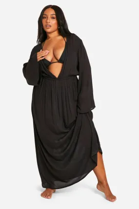 Grande taille - Robe longue à manches chauve-souris