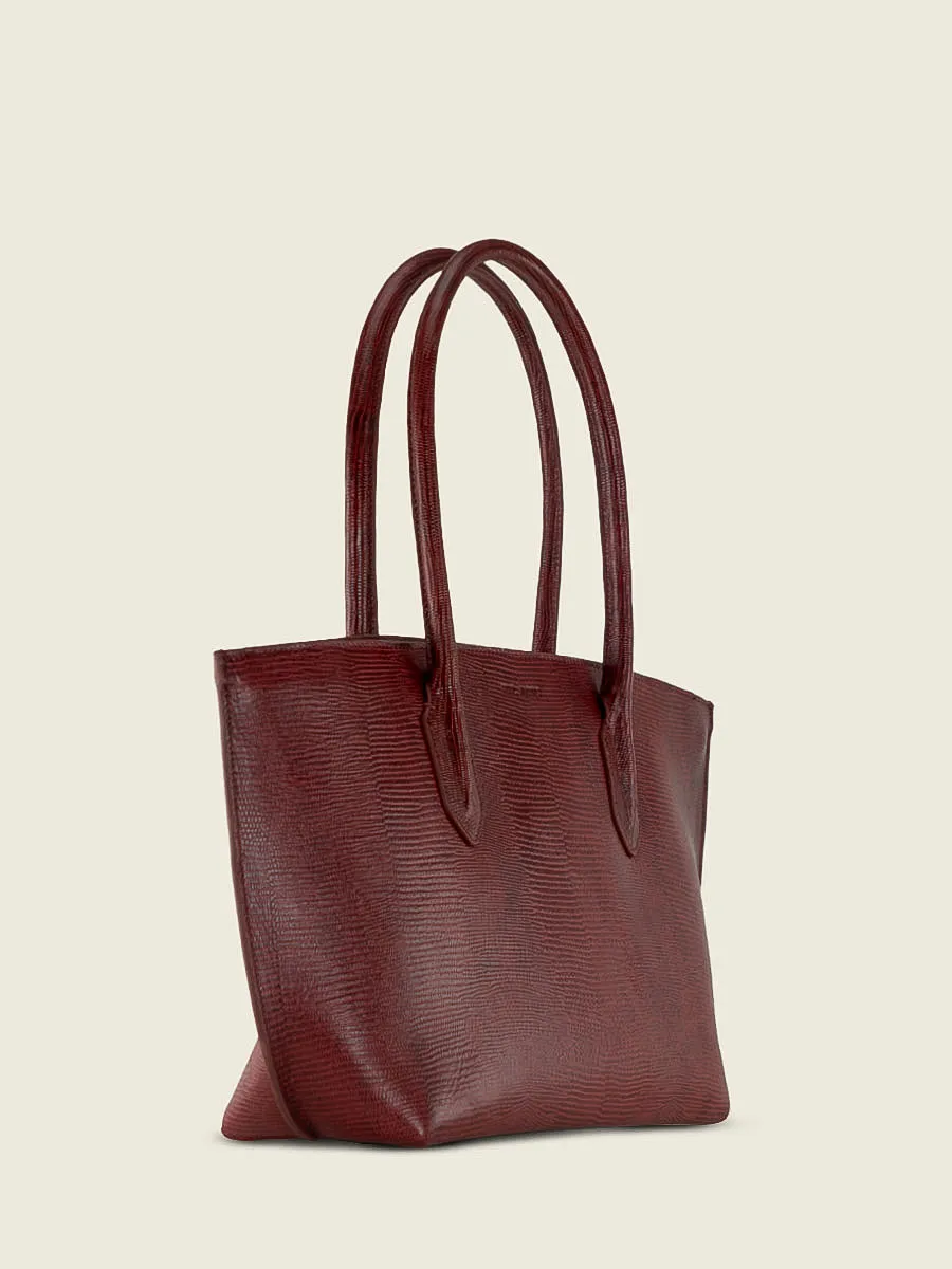 LEATHER TOTE BAG WOMAN RED Édith 1960 - Garnet