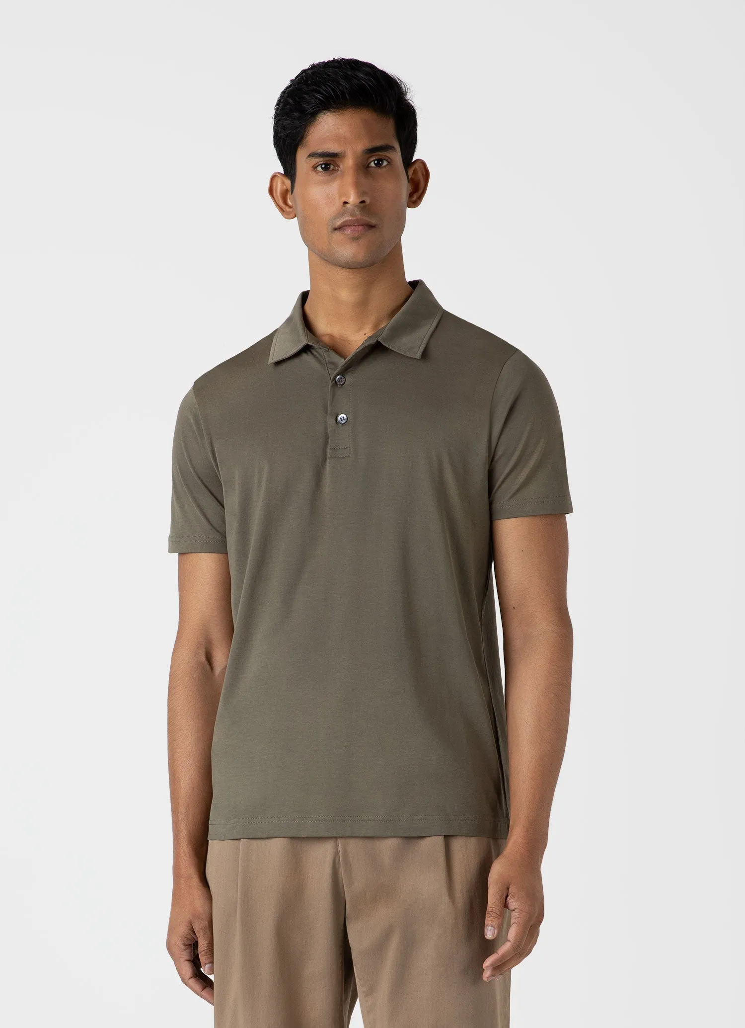 Men's Jersey Classic Polo Shirt in Khaki