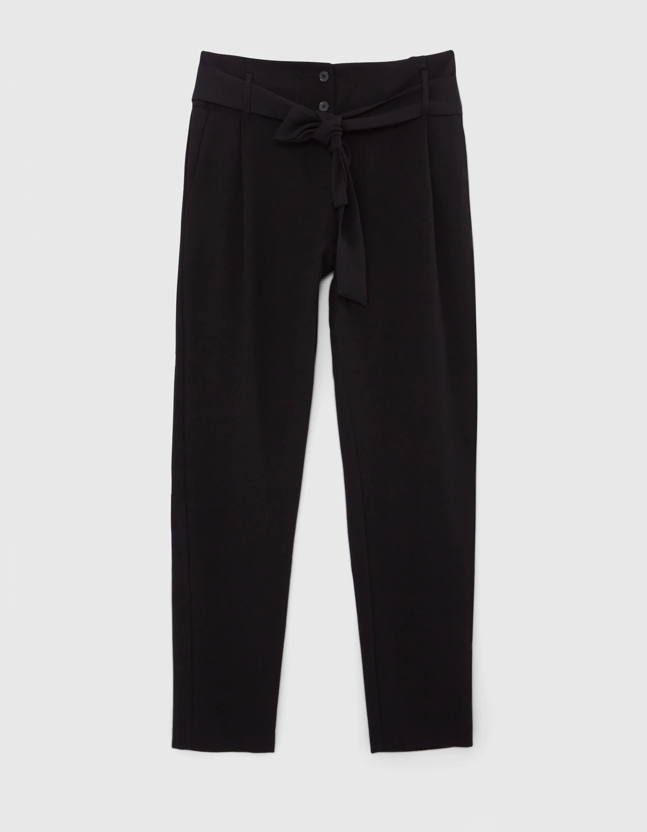 Pantalon en crêpe noir taille haute femme