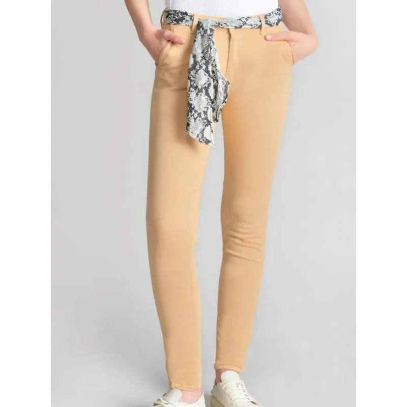 Pantalon slim dyli beige femme - Le Temps Des Cerises | wimod