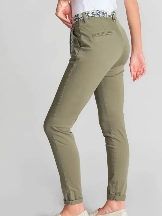 Pantalon slim dyli kaki femme - Le Temps Des Cerises | wimod