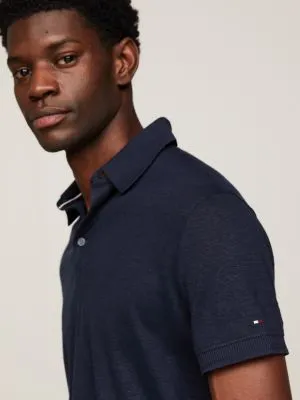 Polo coupe standard en lin haut de gamme | Bleu | Tommy Hilfiger