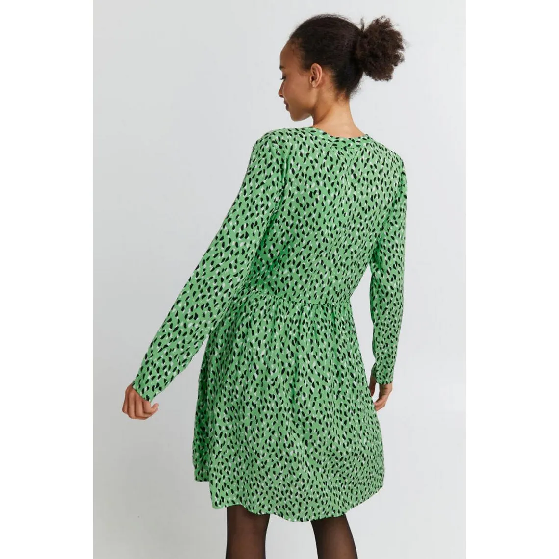 Robe courte verte manches longues en viscose | 3 Suisses