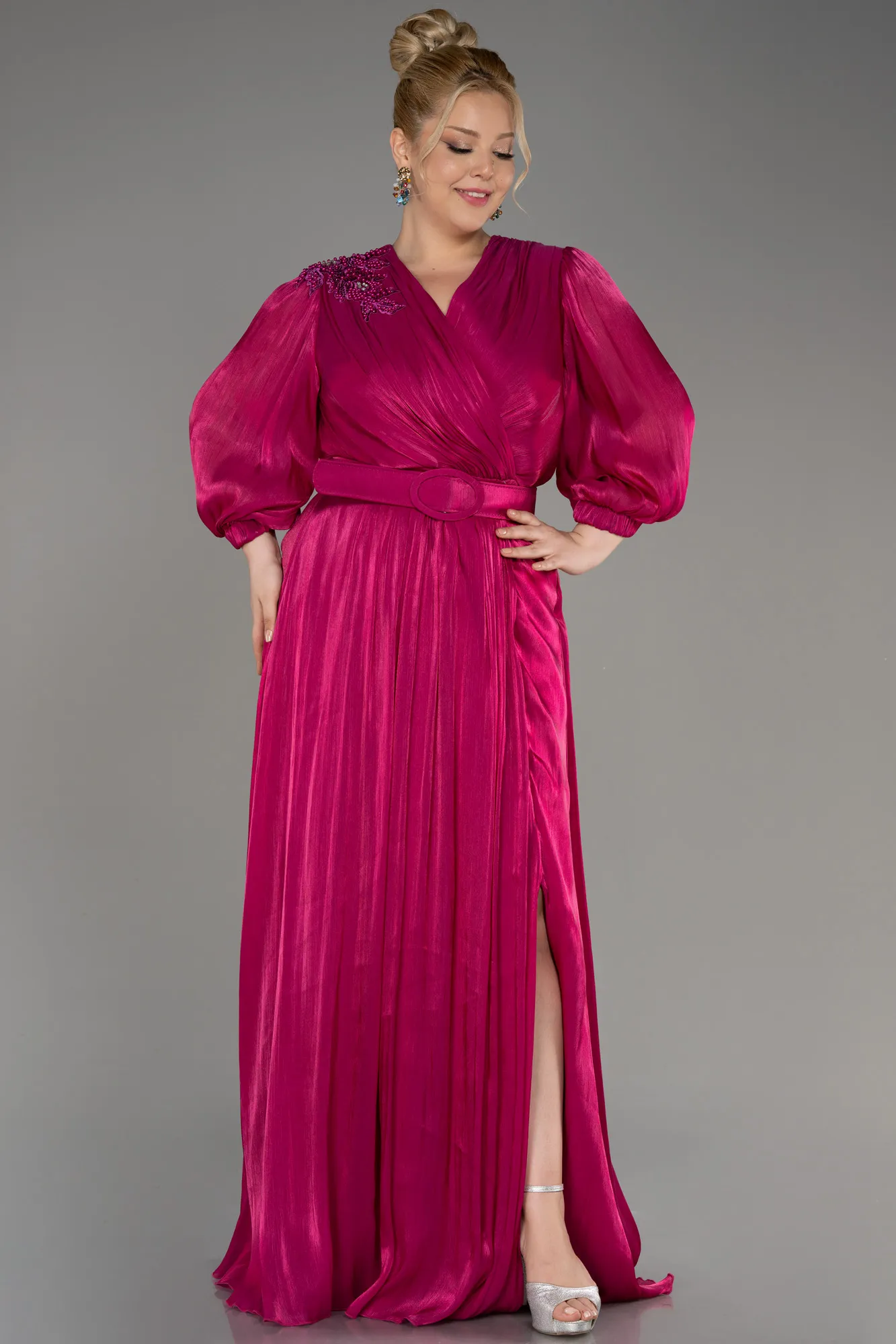 Robe De Fiançailles Grande Taille Longue Mousseline Noir ABU3871