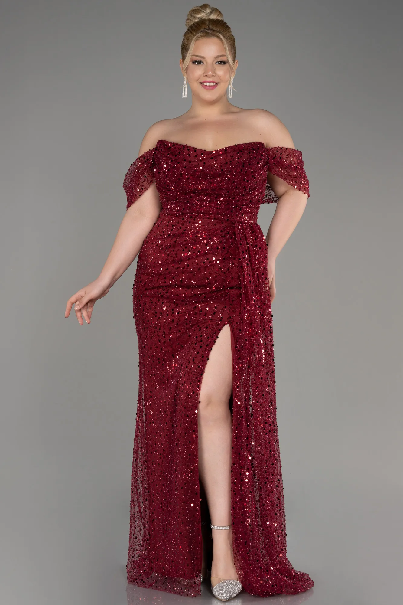 Robe De Fiançailles Grande Taille Squameuse Longue Fushia ABU3579