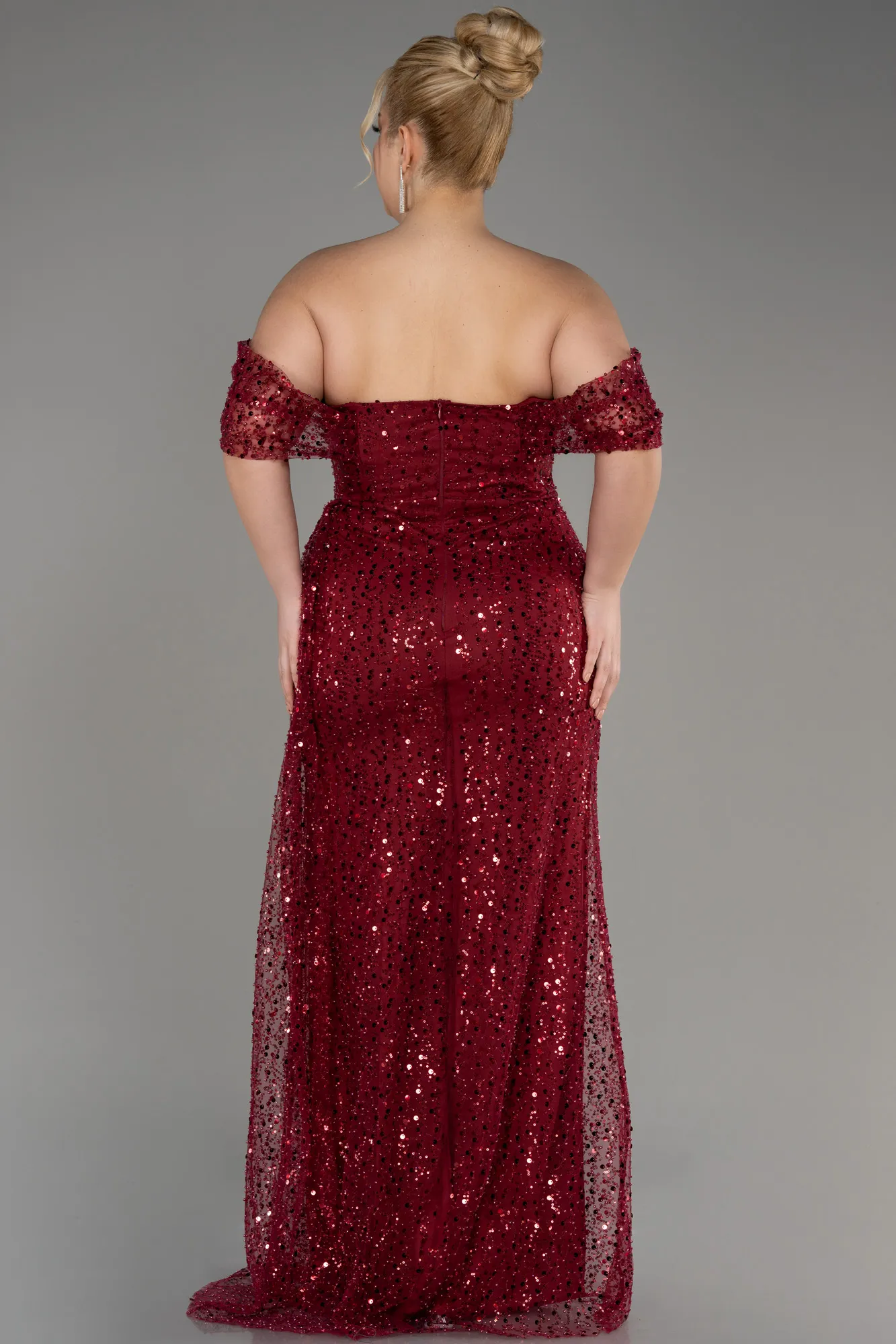 Robe De Fiançailles Grande Taille Squameuse Longue Fushia ABU3579