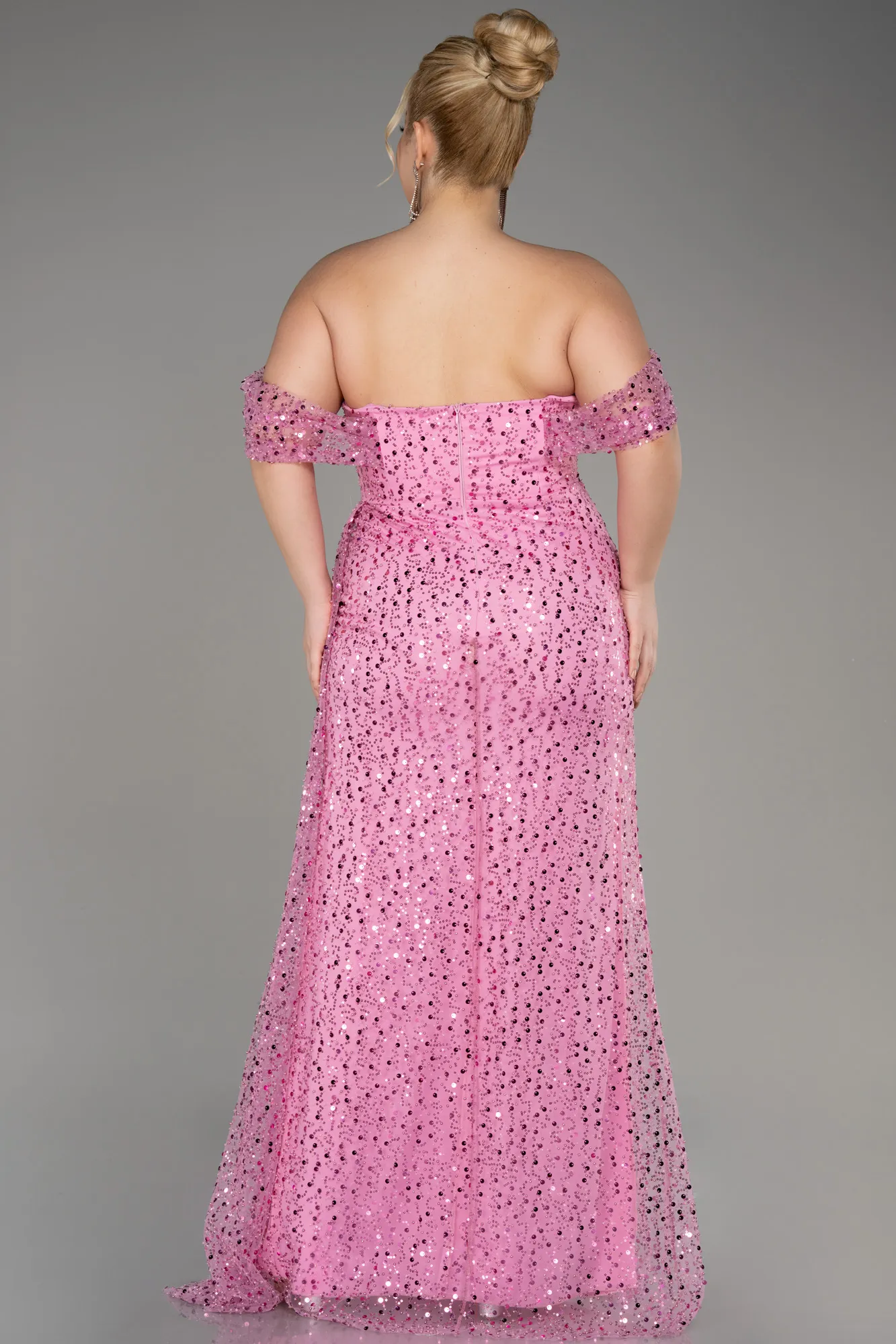 Robe De Fiançailles Grande Taille Squameuse Longue Fushia ABU3579