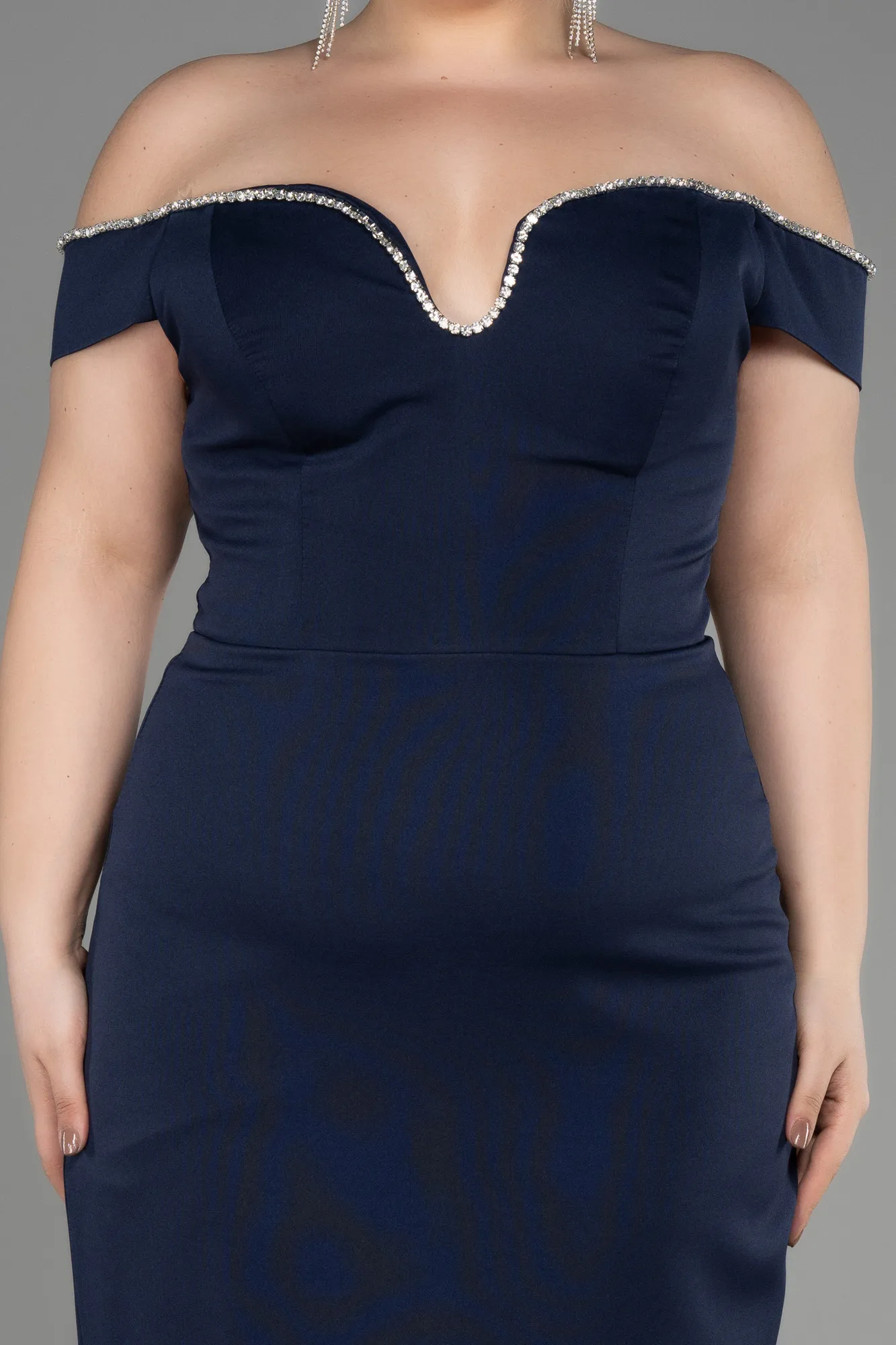 Robe de Soirée Grande Taille Longue Bleu Marine ABU3784