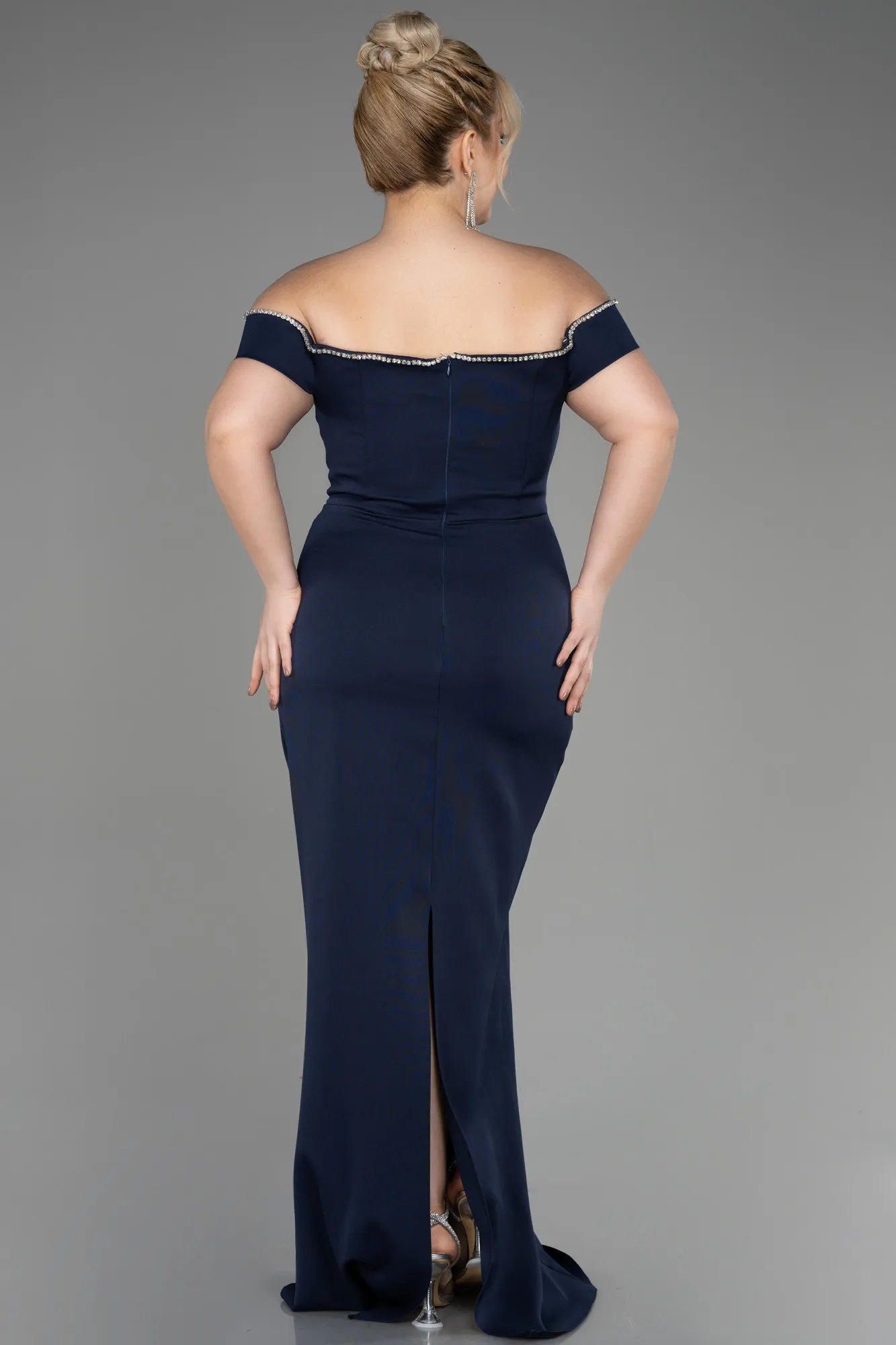 Robe de Soirée Grande Taille Longue Bleu Marine ABU3784