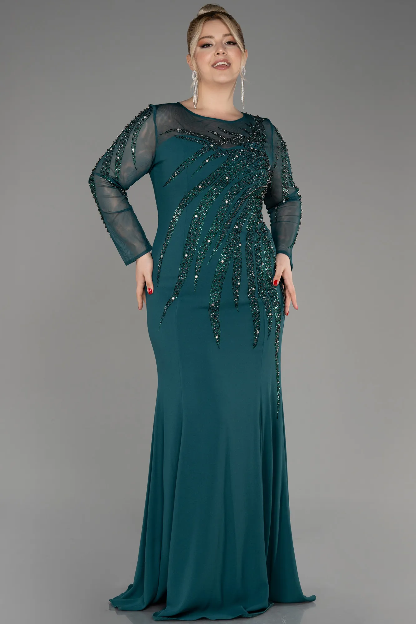 Robe De Soirée Grande Taille Longue Émeraude ABU3928