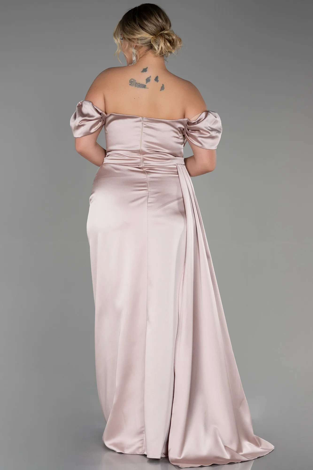 Robe De Soirée Grande Taille Satin Longue Couleur Cerise ABU1626