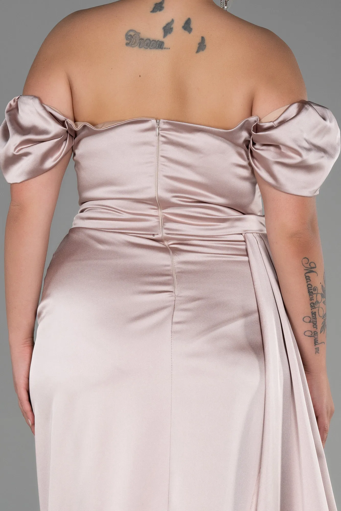 Robe De Soirée Grande Taille Satin Longue Couleur Cerise ABU1626