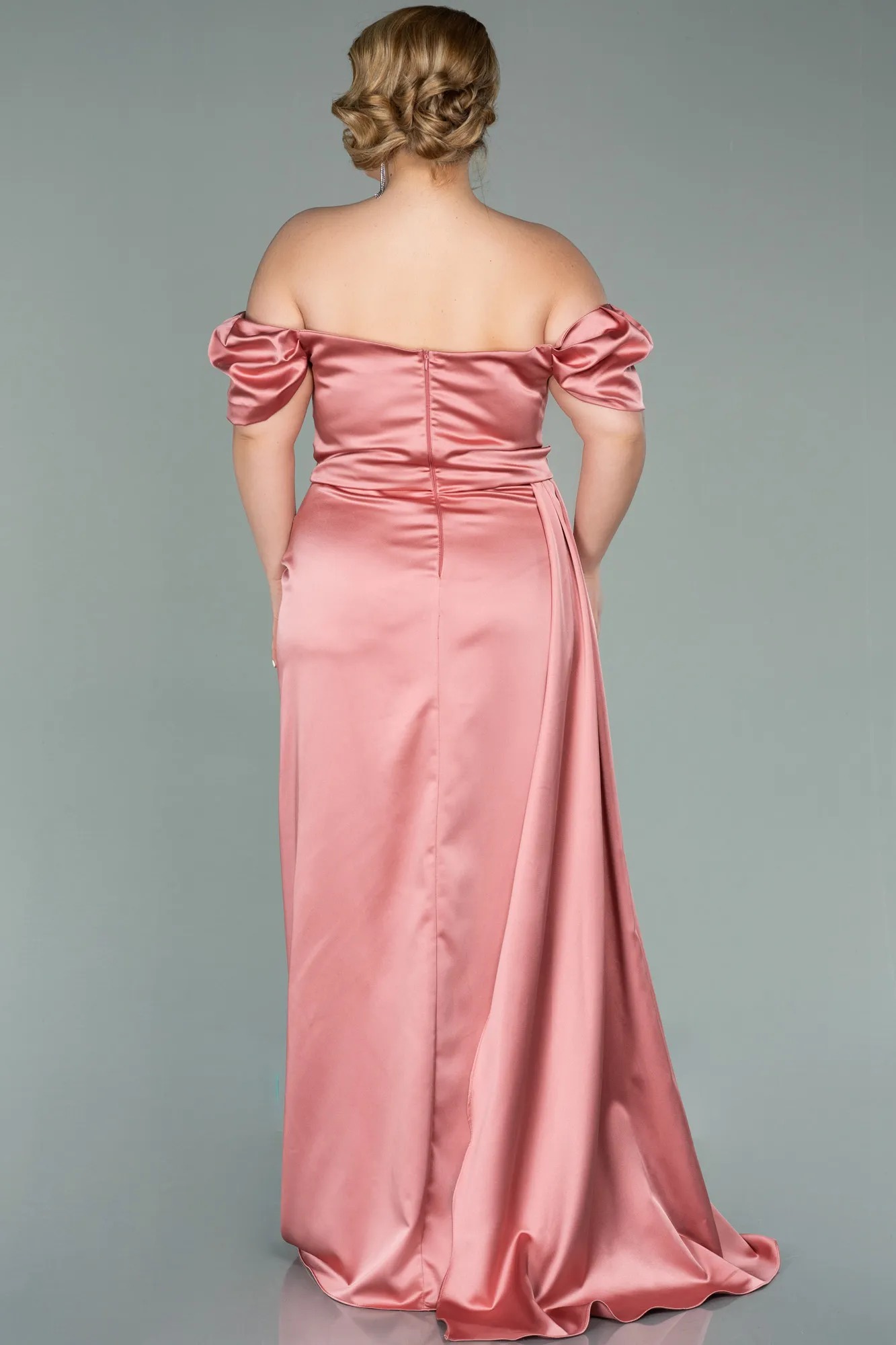 Robe De Soirée Grande Taille Satin Longue Couleur Cerise ABU1626