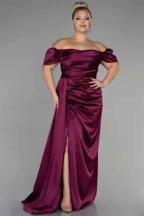 Robe De Soirée Grande Taille Satin Longue Couleur Cerise ABU1626