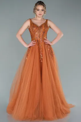 Robe De Soirée Longue Orange ABU2424