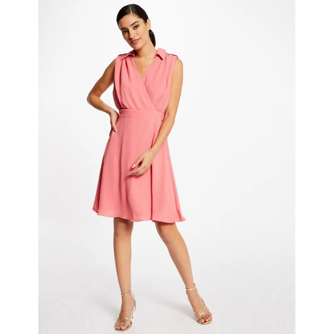 Robe évasée fluide sans manches rose | 3 Suisses