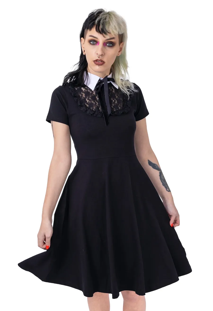 Robe gothique noire et blanche style MERCREDI ADDAMS