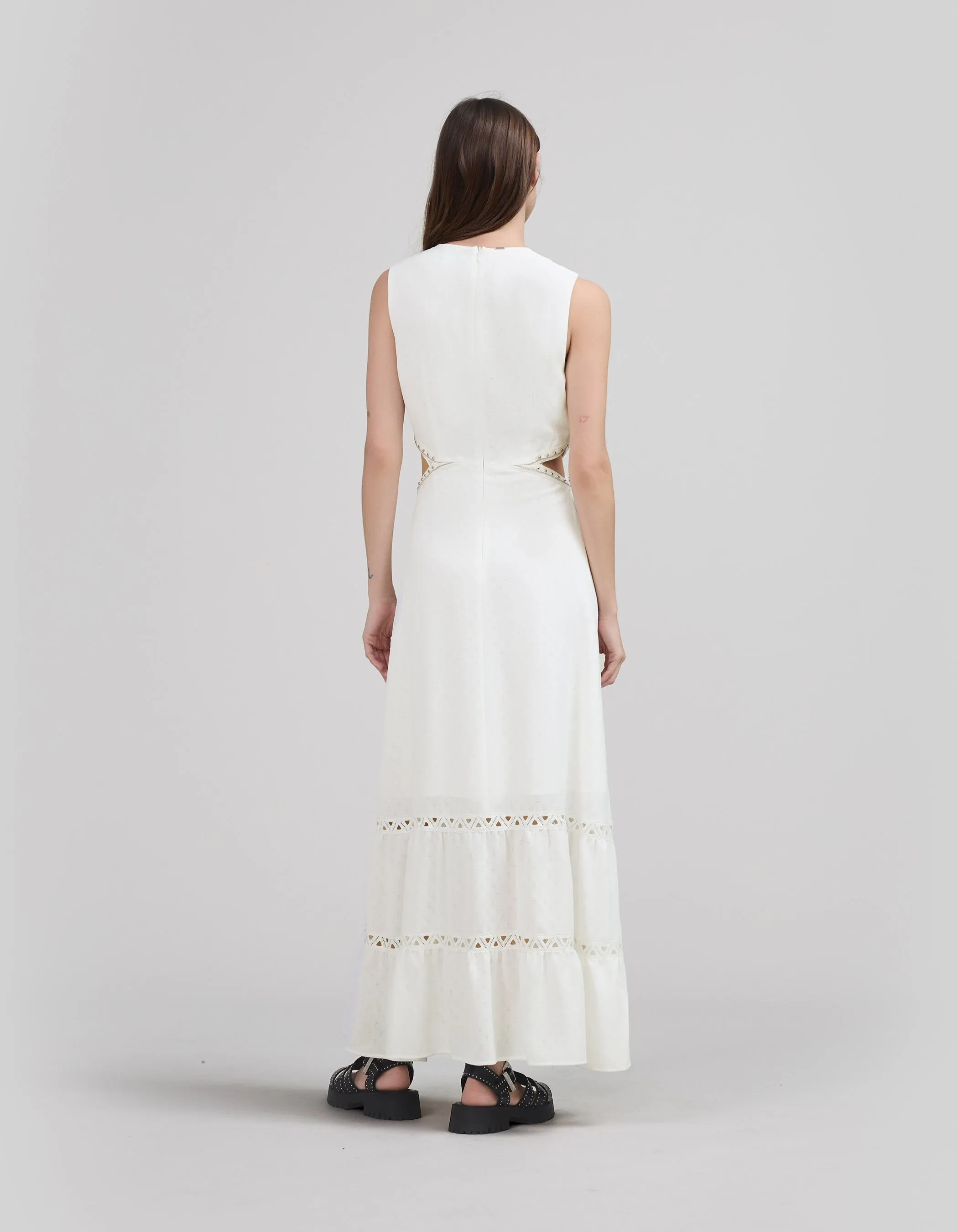 Robe longue blanche recyclée Femme