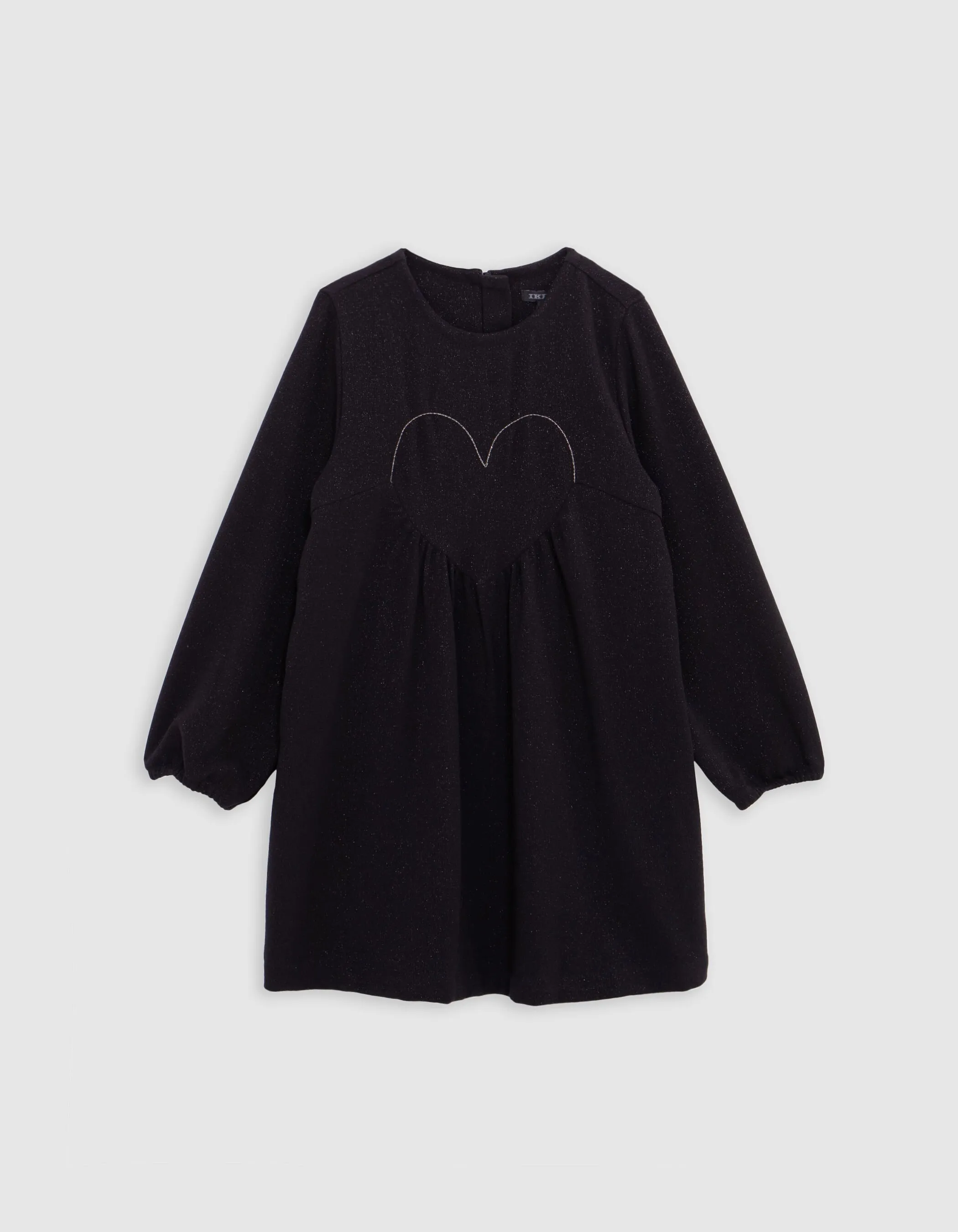 Robe noire pailleté broderie coeur fille