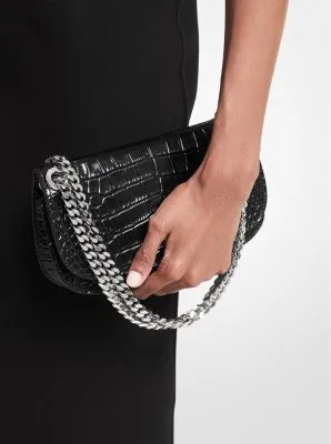 Sac enveloppe Christie en cuir effet crocodile en relief