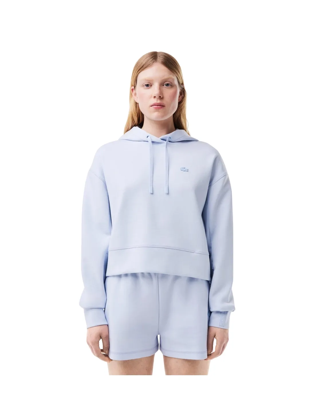 Sweat a capuche femme Lacoste Ref 57984 J2G Phoenix bleu clair