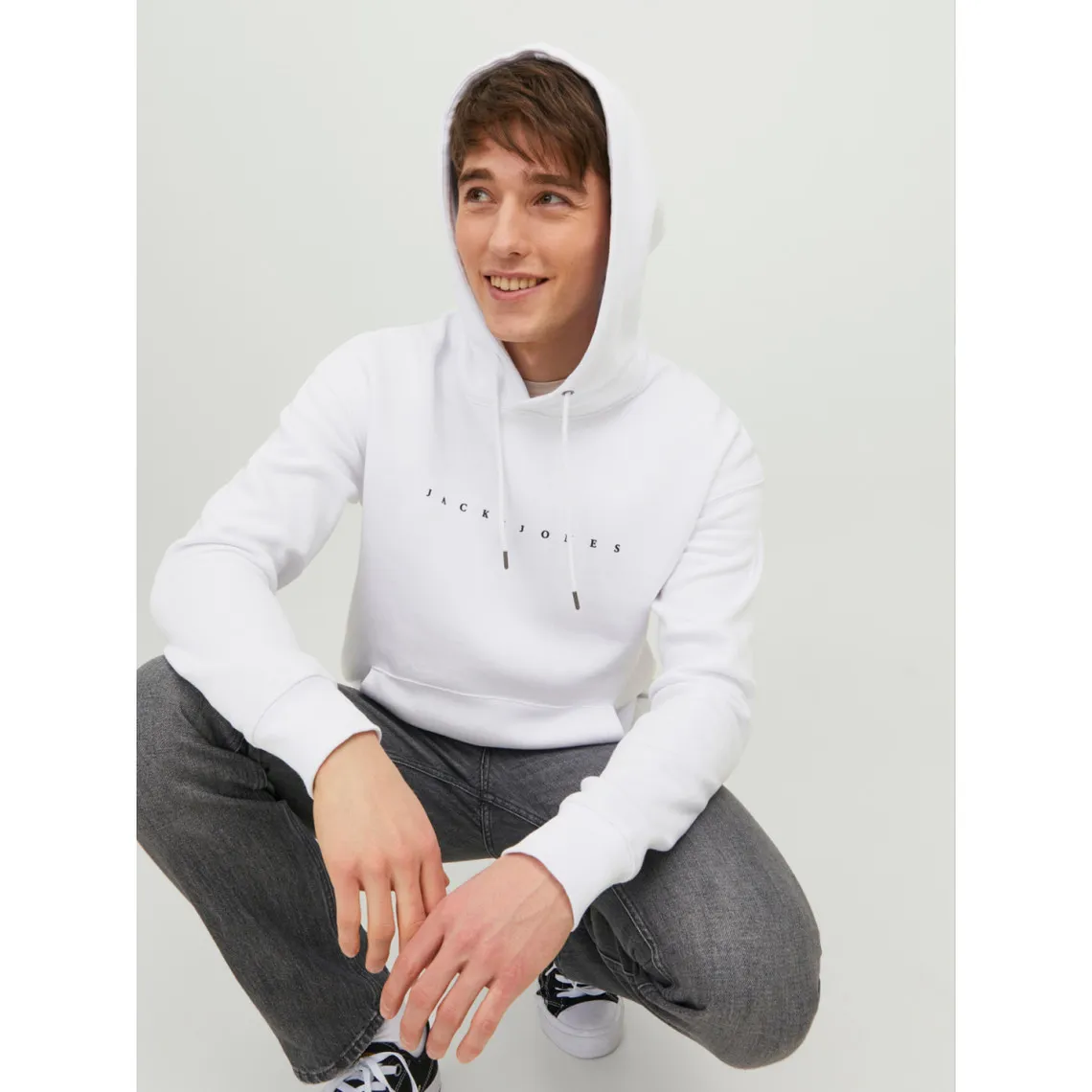 Sweat à capuche Relaxed Fit Manches courtes Blanc en coton | 3 Suisses