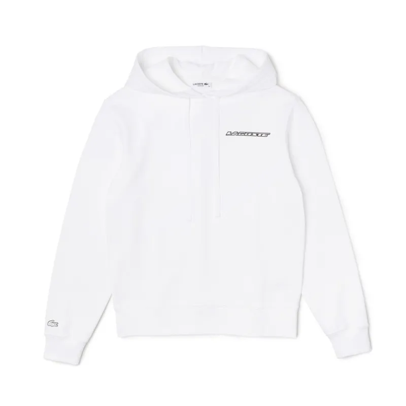 SWEAT À CAPUCHE FEMME LACOSTE LOOSE FIT AVEC MARQUAGE CONTRASTÉ BLANC