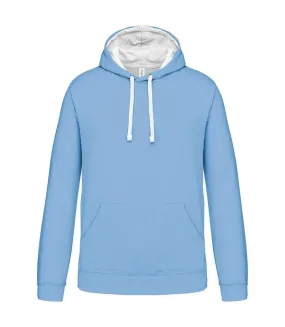 Sweat à capuche contrastée - Homme - K446 - bleu ciel et blanc