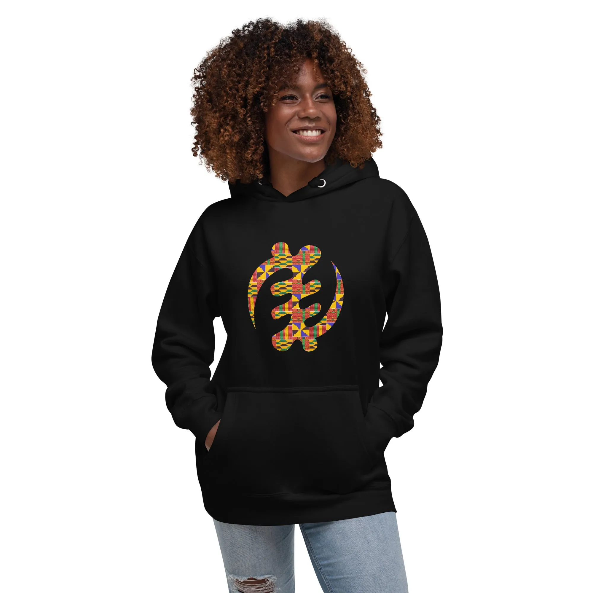 Sweat à capuche - Unisexe - Imprimé Adinkra kente D025 (Sweat à capuche en plusieurs couleurs)