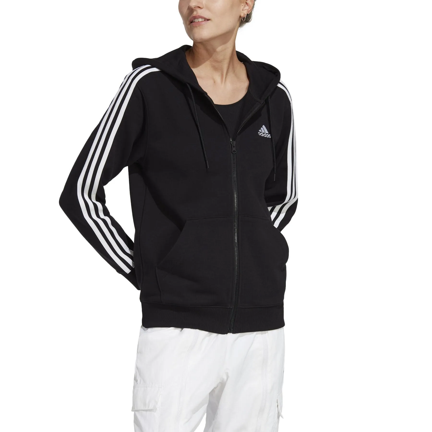 Sweatshirt régulier full zip à capuche molleton femme adidas Essentials 3-Stripes