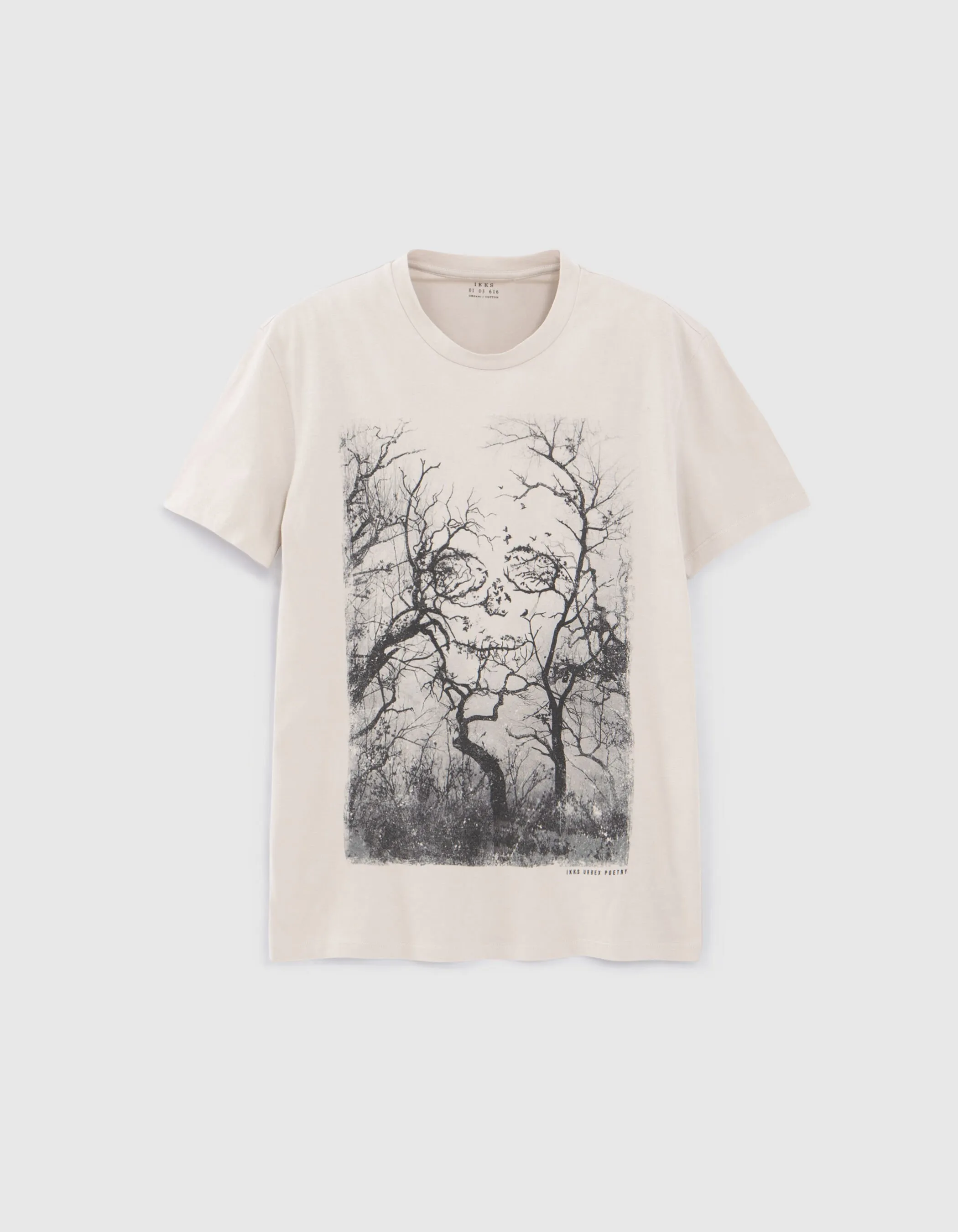 T-shirt beige visuel arbres Homme