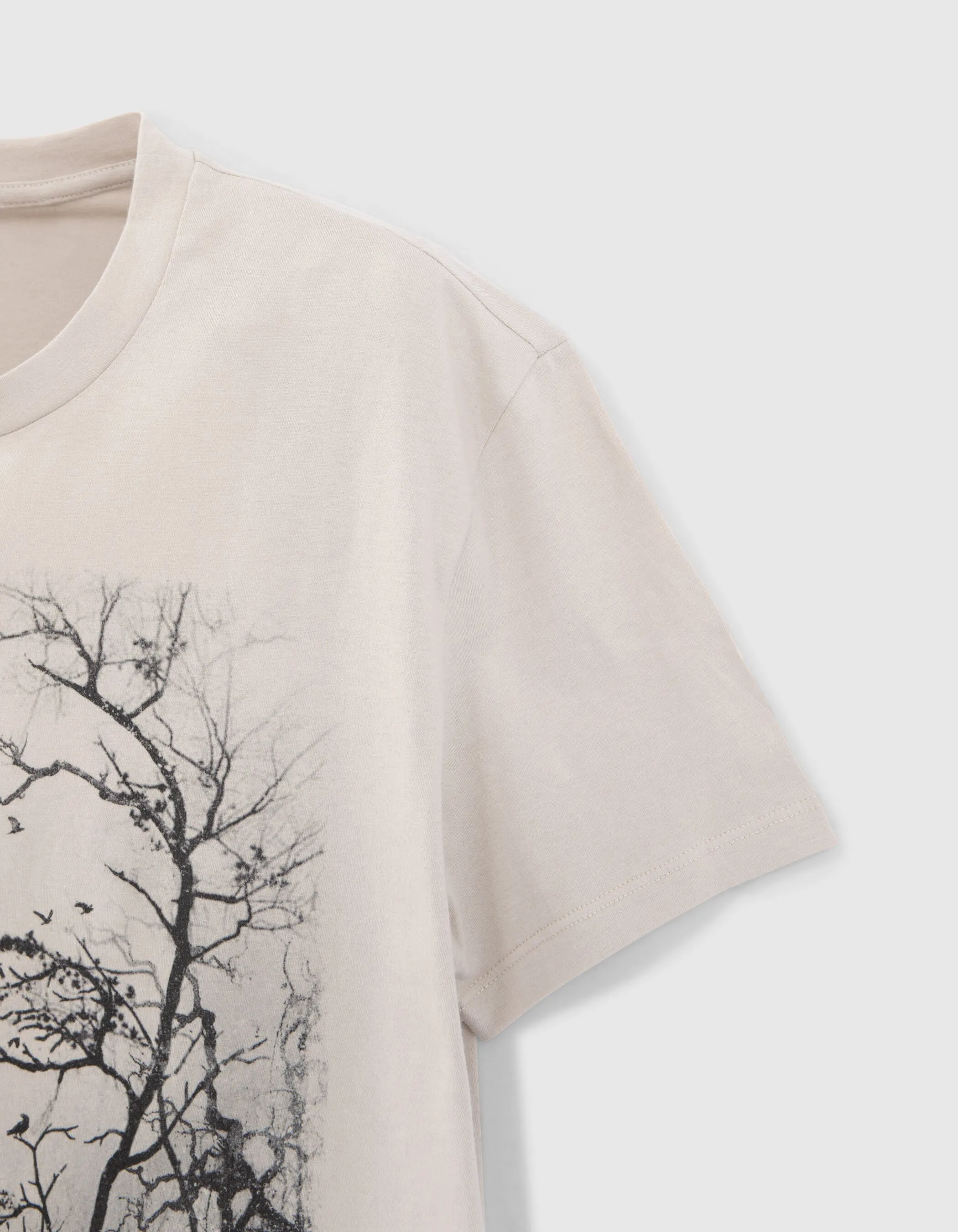 T-shirt beige visuel arbres Homme