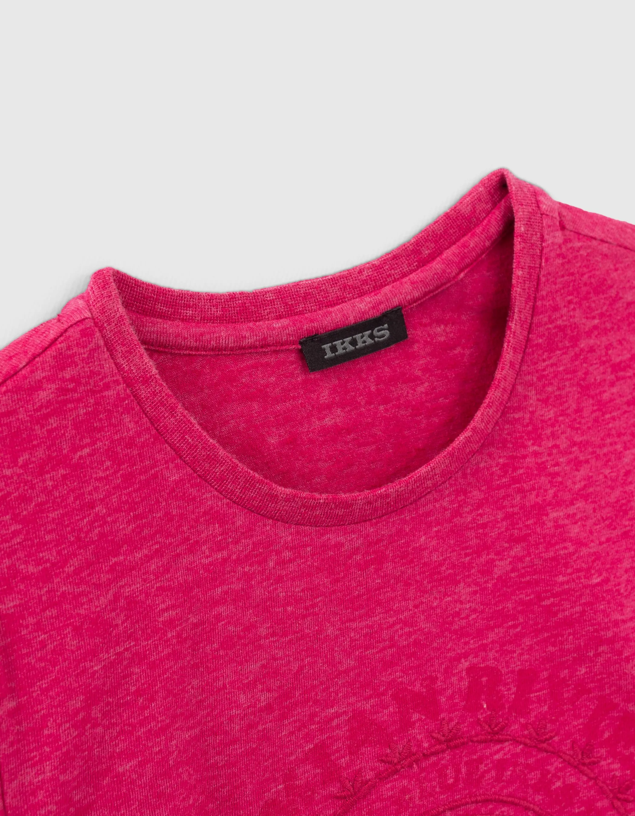 T-shirt fuchsia rosace avec noeud devant fille