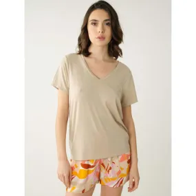 T-shirt glowy beige femme - Deeluxe | wimod