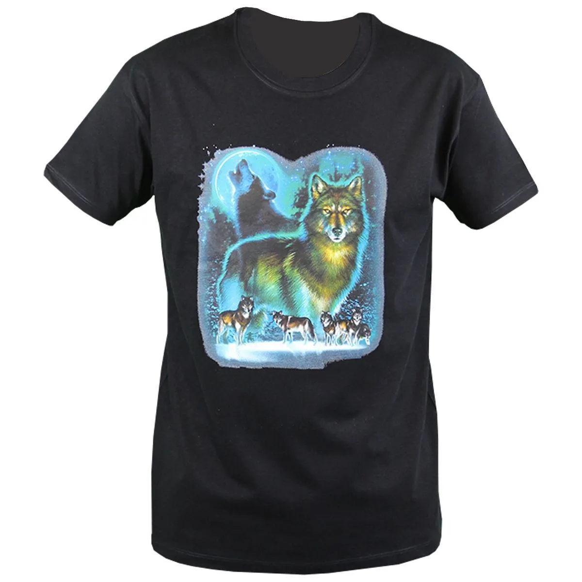 T-shirt homme manches courtes - Loups - 10540 - noir 