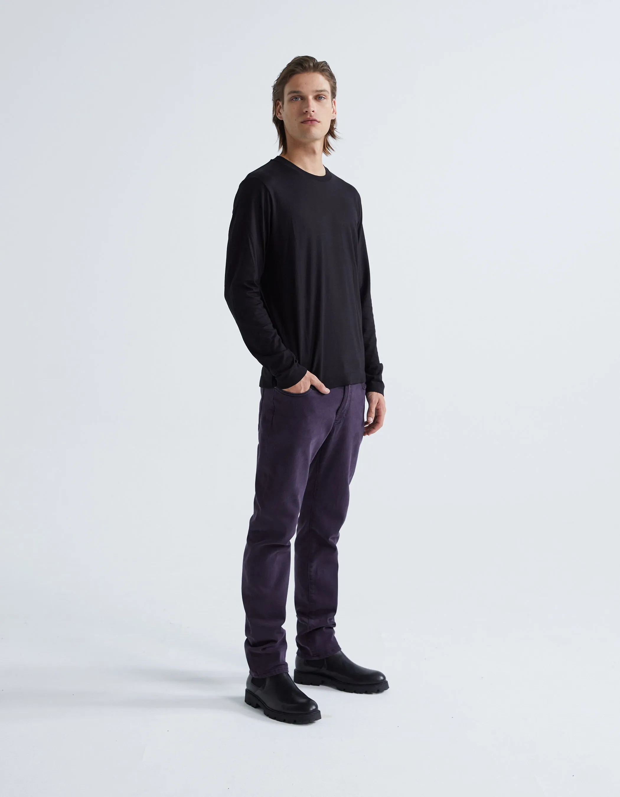 T-shirt noir en coton modal Homme