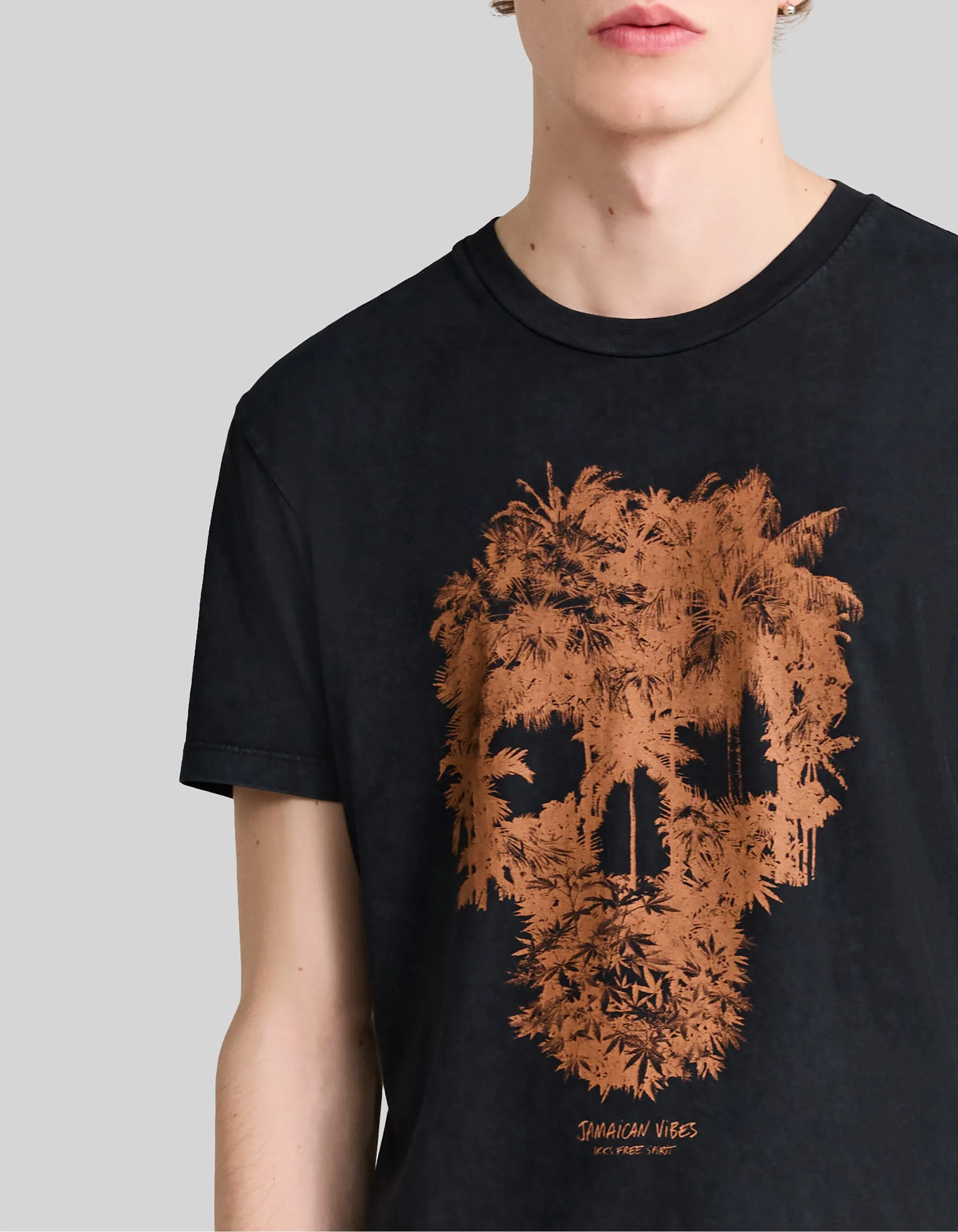 T-shirt noir visuel tête de mort-palmiers Homme