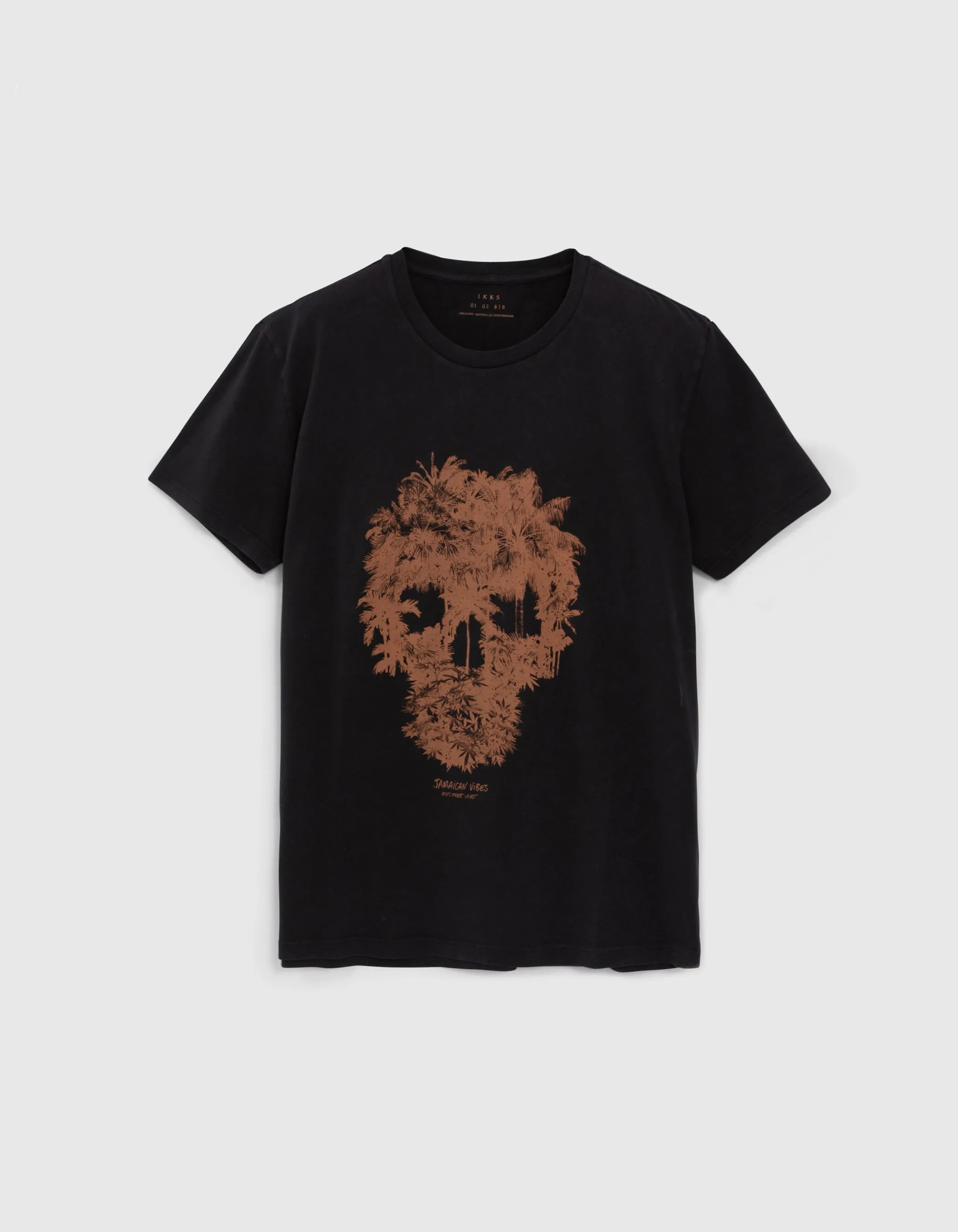 T-shirt noir visuel tête de mort-palmiers Homme