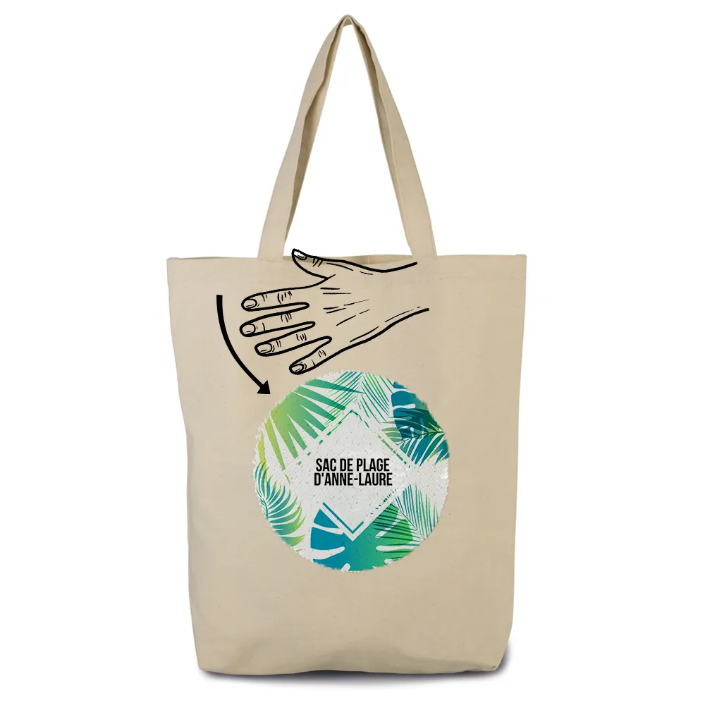 Tote bag avec sequins personnalisés Summertime recto-verso